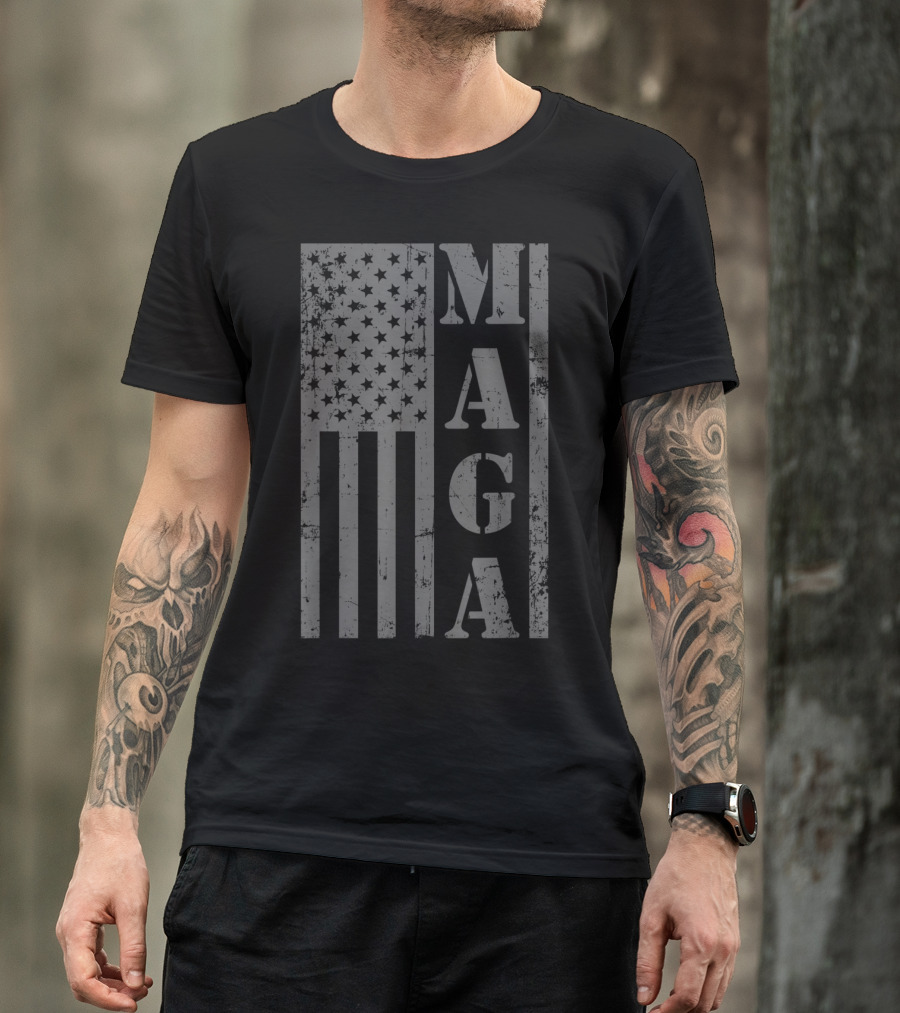 MAGA Distressed American Flag T-Shirt