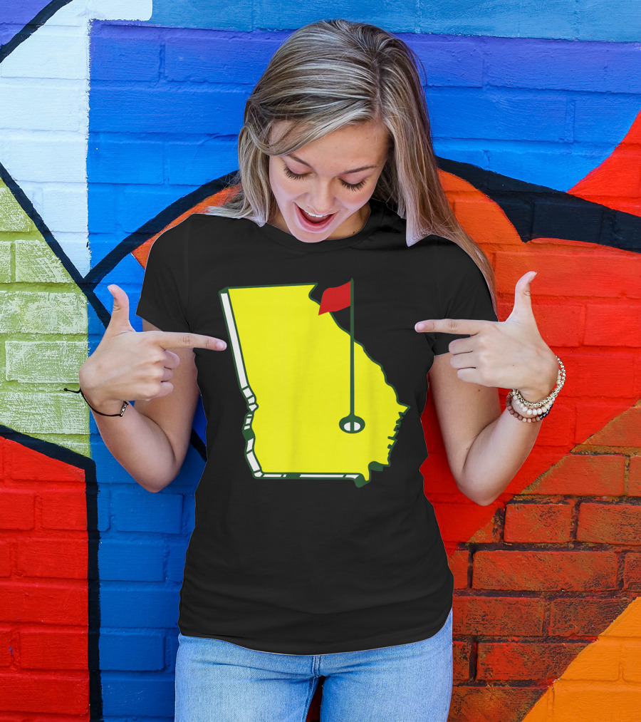 Master Golf Georgia State Map Red Flag T-Shirt