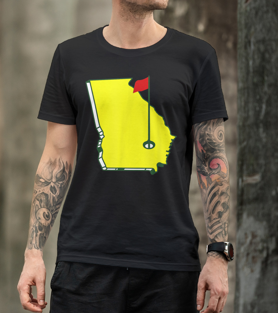 Master Golf Georgia State Map Red Flag T-Shirt