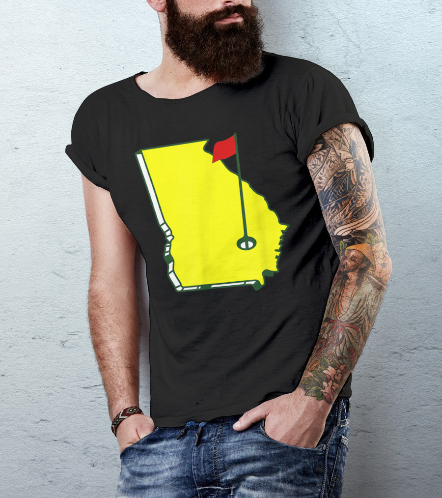 Master Golf Georgia State Map Red Flag T-Shirt