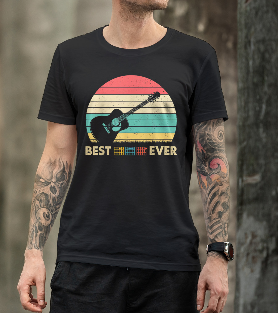 Mens Best Guitar Dad Ever Music Vintage T-Shirt