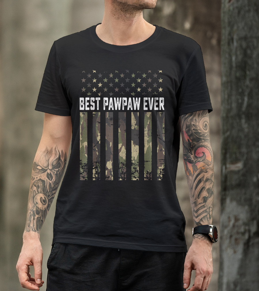 Best PawPaw Ever American Flag Camo Mens Fathers T-Shirt