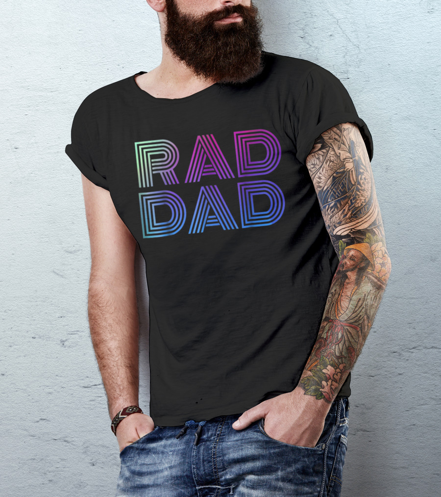 Mens Rad Dad 1980s Retro Neon T-Shirt