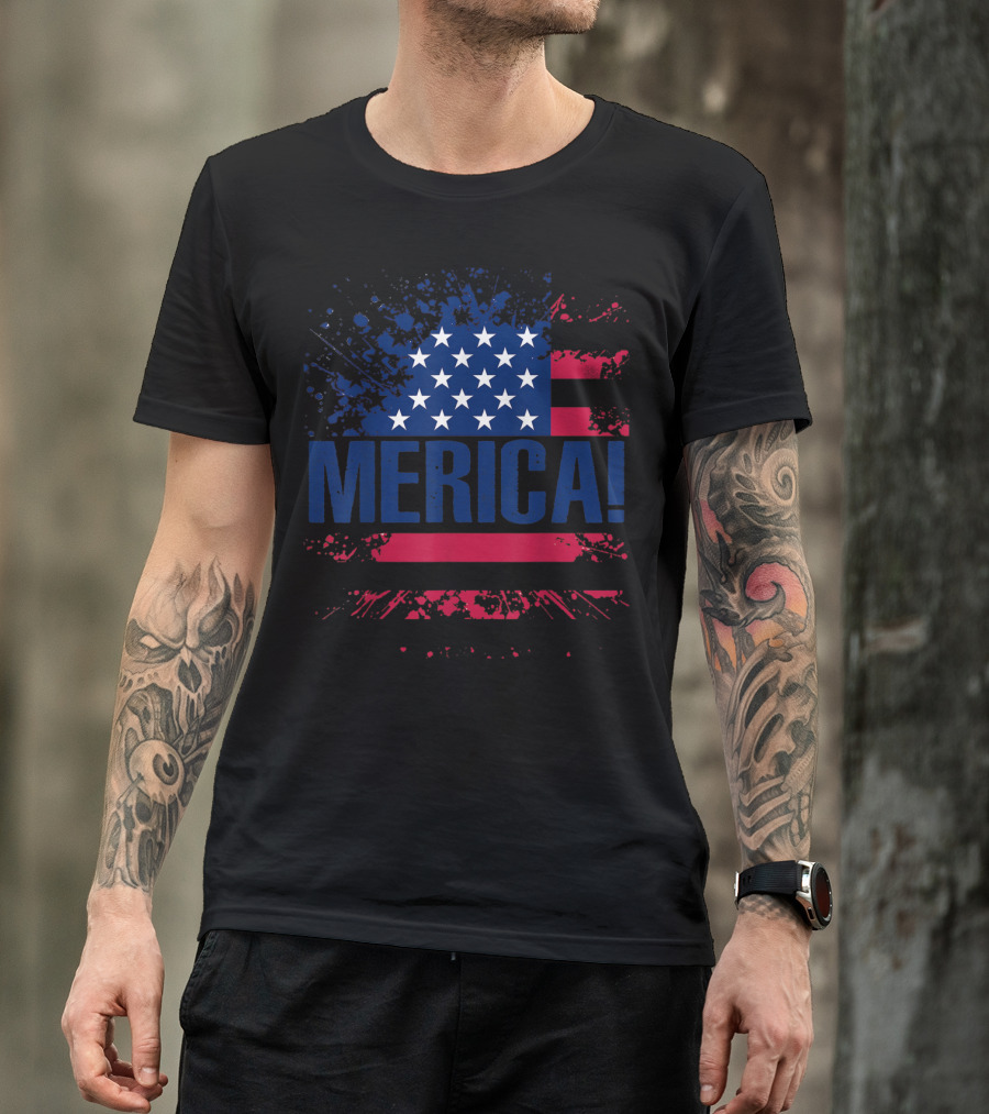Merica USA Vintage Flag Stars And Stripes Merica T-Shirt