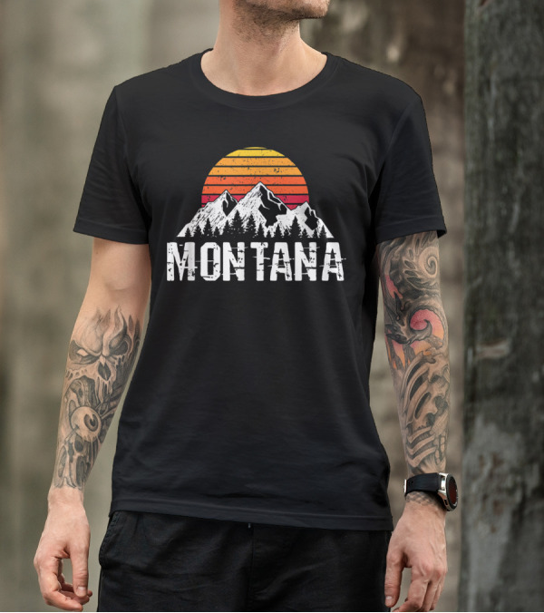 Montana Vintage Mountain Sun Retro Sunset Timberline T-Shirt