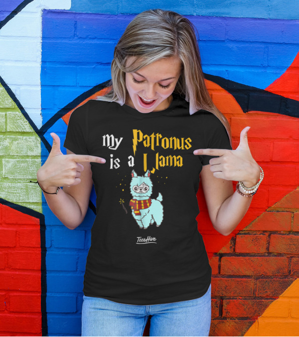 My Patronus Is A Llama Funny Llama Lover Magic Wand Scarf TeesHive T-Shirt