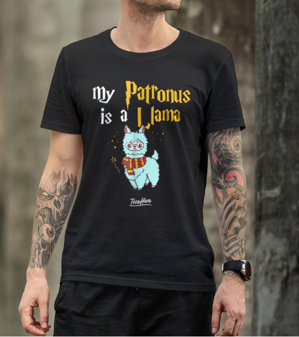 My Patronus Is A Llama Funny Llama Lover Magic Wand Scarf TeesHive T-Shirt