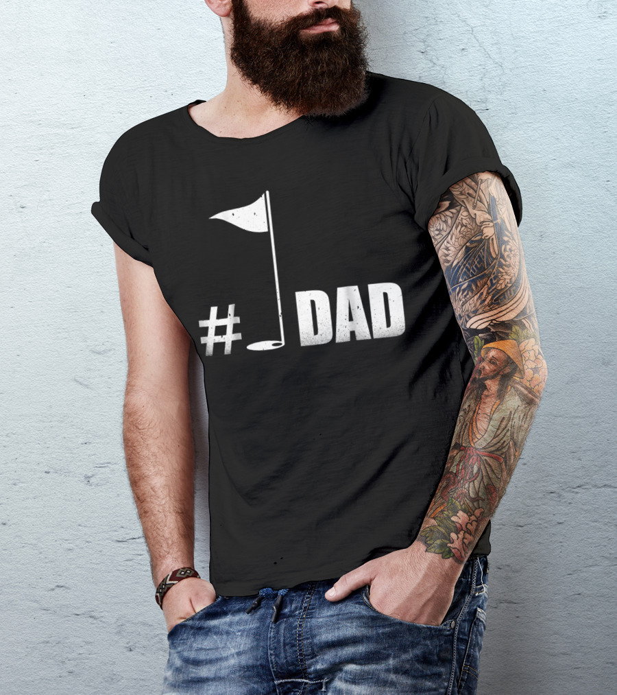 1 Dad Best Dad Father's Day Golf Flag T-Shirt