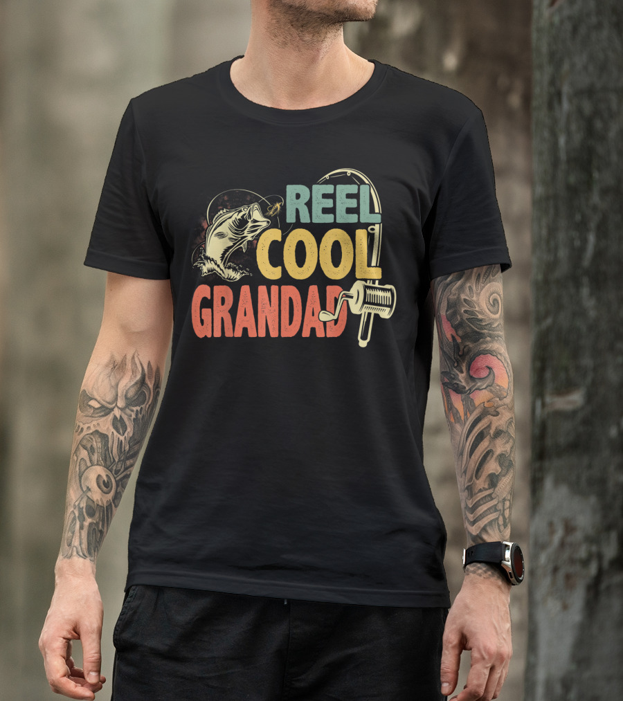 Reel Cool Grandad Retro Vintage Fishing T-Shirt