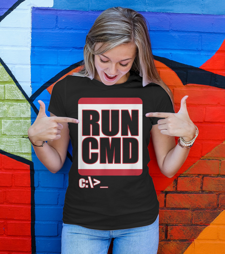 RUN CMD C:\> Funny Computer Science Nerd Coder T-Shirt