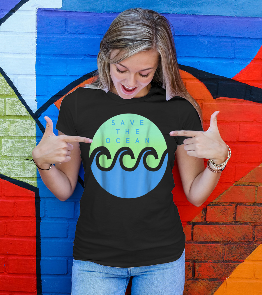 Save The Ocean Stop The Pollution Of Our Seas Waves Circle T-Shirt