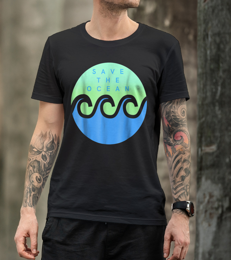 Save The Ocean Stop The Pollution Of Our Seas Waves Circle T-Shirt