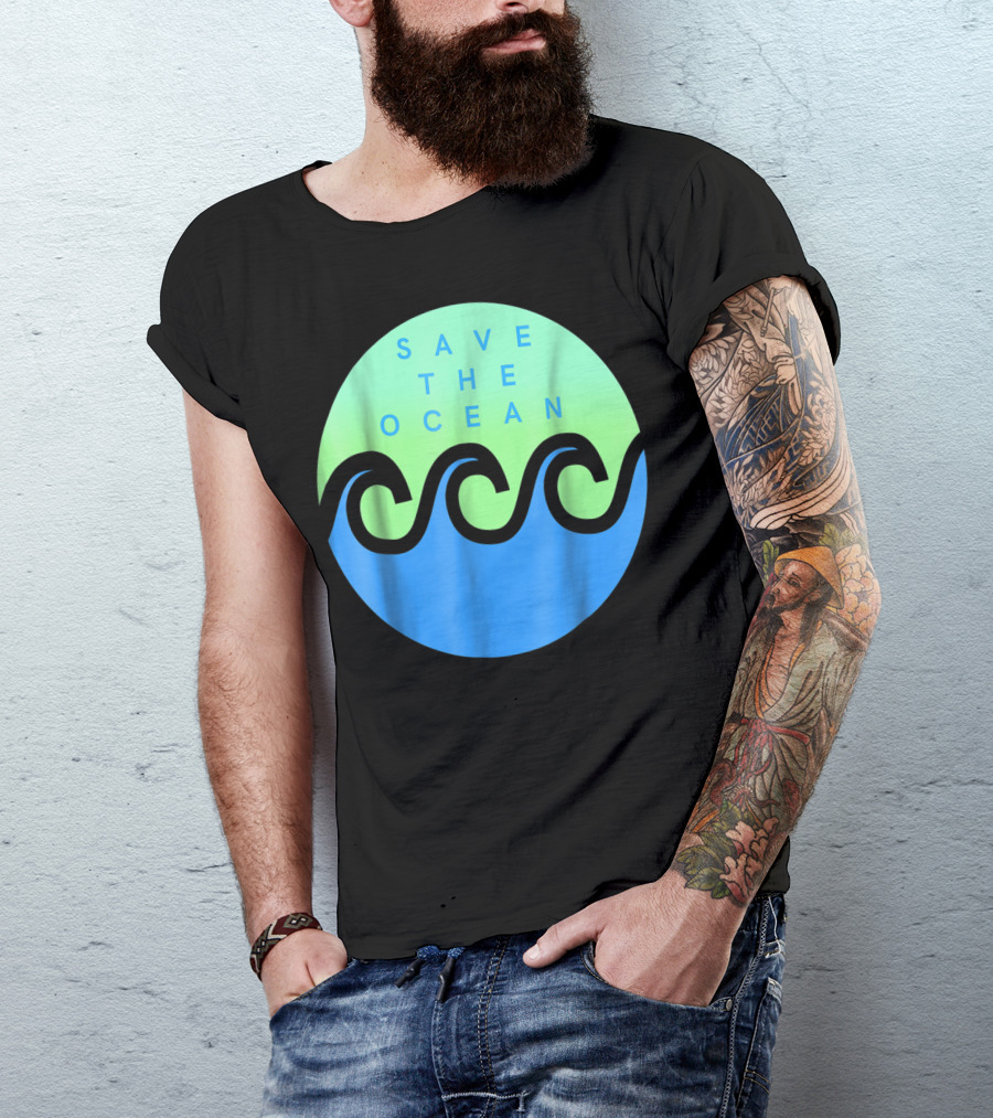 Save The Ocean Stop The Pollution Of Our Seas Waves Circle T-Shirt
