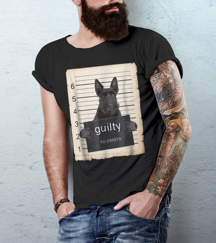 Scottish Terrier Mugshot Guilty Dog P.D. 230573 T-Shirt