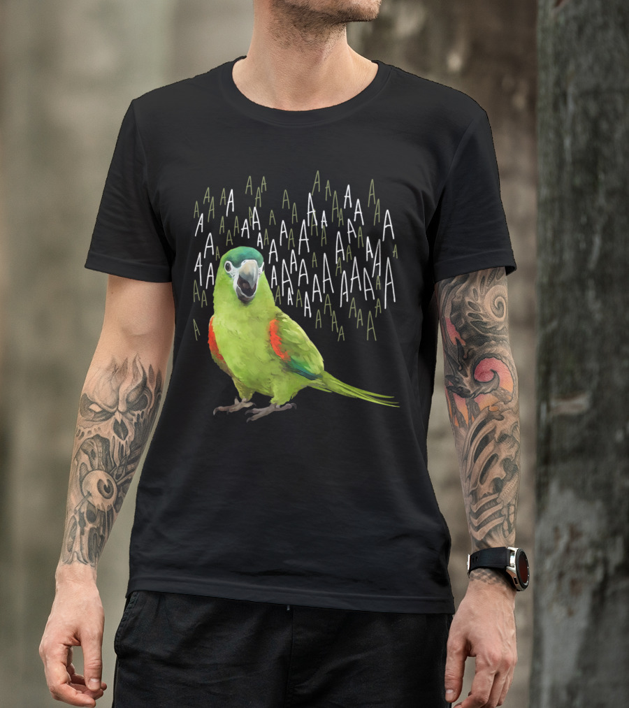 Screaming Hahn's Macaw AAAA Repeated Green And Red Parrot T-Shirt