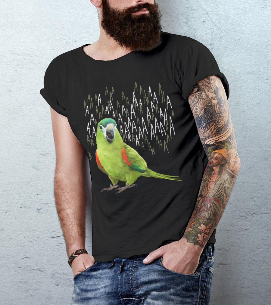 Screaming Hahn's Macaw AAAA Repeated Green And Red Parrot T-Shirt