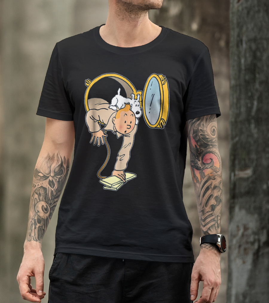 Tintin And Snowy Emerging From Submarine Porthole T-Shirt