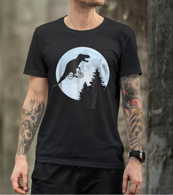 T Rex Bicycle Moon Ride For Funny Rex Lovers T-Shirt