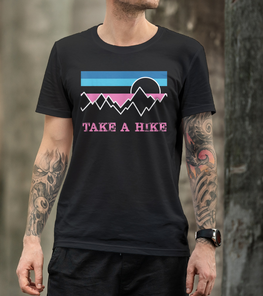 Take A Hike Retro Sunset Mountain Wilderness Outdoor Adventure T-Shirt
