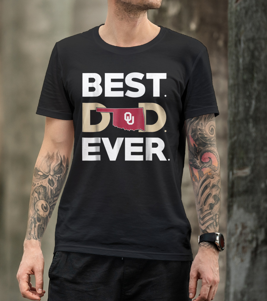 Oklahoma Sooners Best Dad Ever OU Logo State Outline T-Shirt