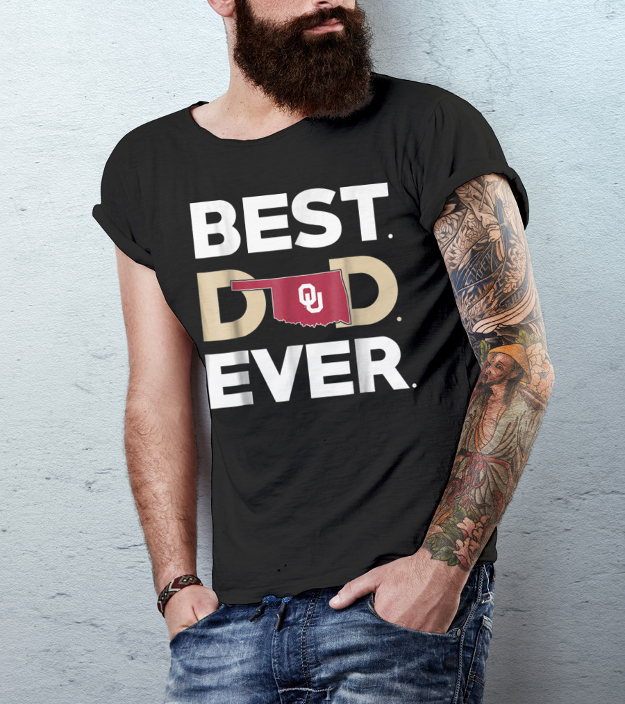 Oklahoma Sooners Best Dad Ever OU Logo State Outline T-Shirt