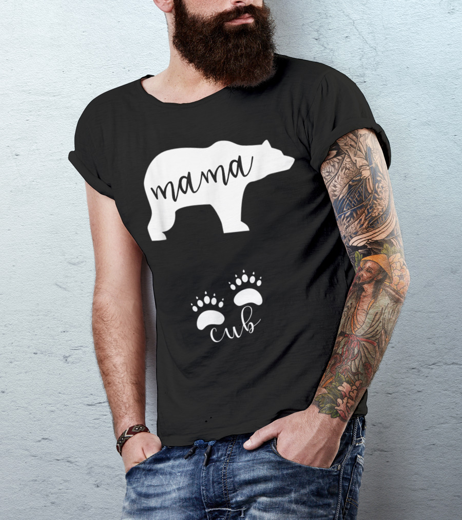 Mama Bear Pregnancy Announcement With Cub Paws T-Shirt