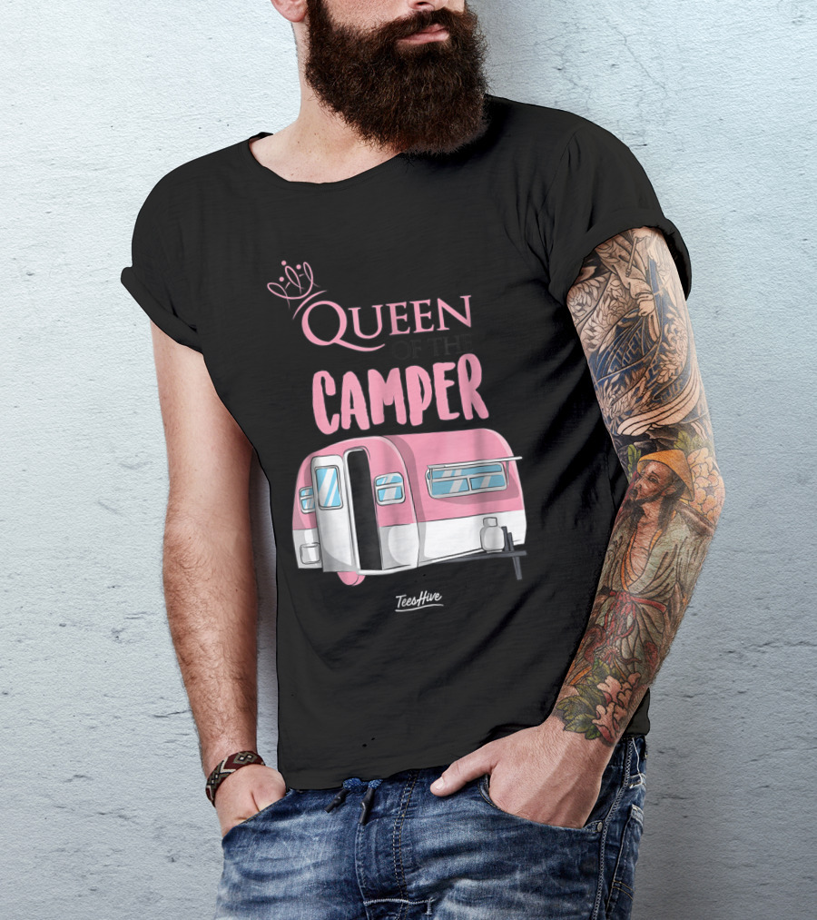 Queen Of The Camper TeesHive Pink Trailer T-Shirt