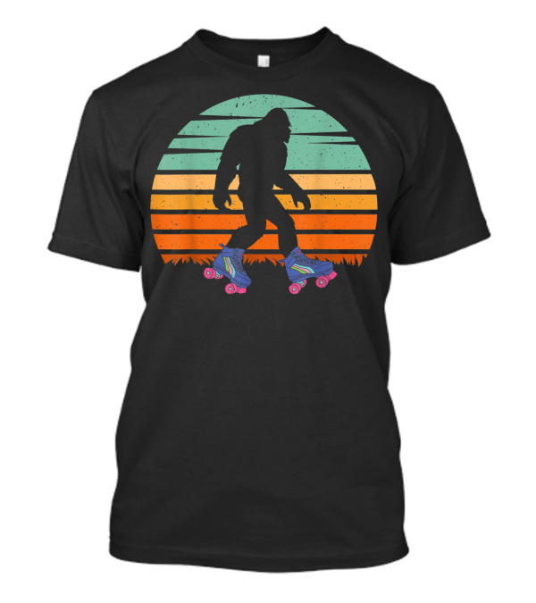Retro 80's Bigfoot Roller Skating Sasquatch Sunset T-Shirt