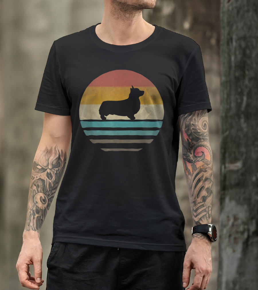 Retro Vintage Sunset Corgi Dog Breed Lover T-Shirt