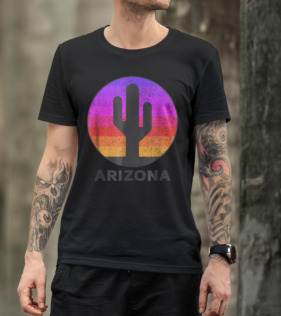 Arizona Saguaro Cactus Vintage Sunset T-Shirt