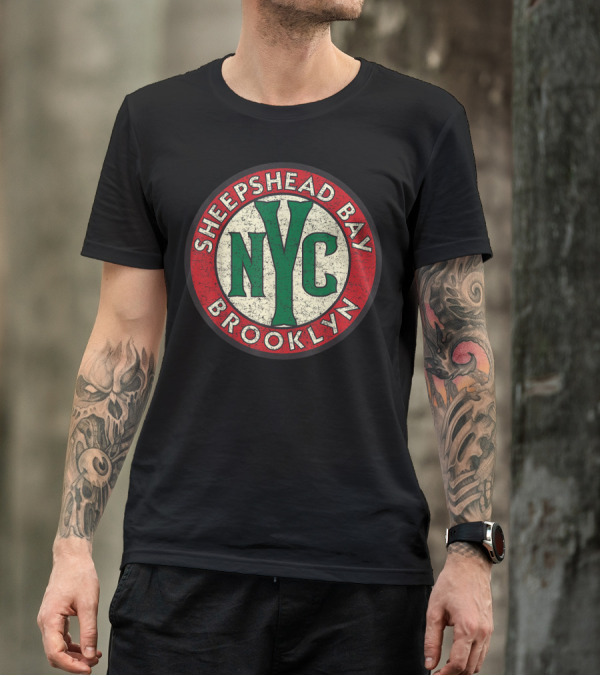 Sheepshead Bay Brooklyn NYC Vintage Distressed Road Sign T-Shirt