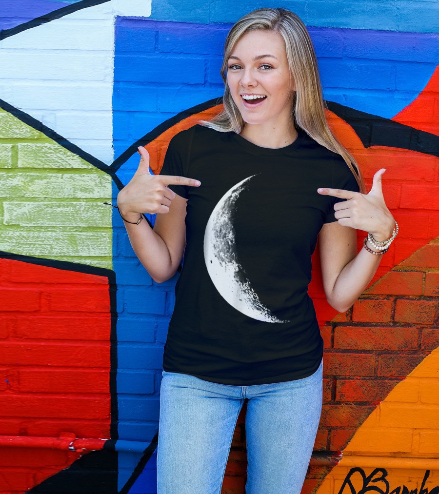 Shiny Moon Half Moon Crescent Moon Lunar Phases T-Shirt