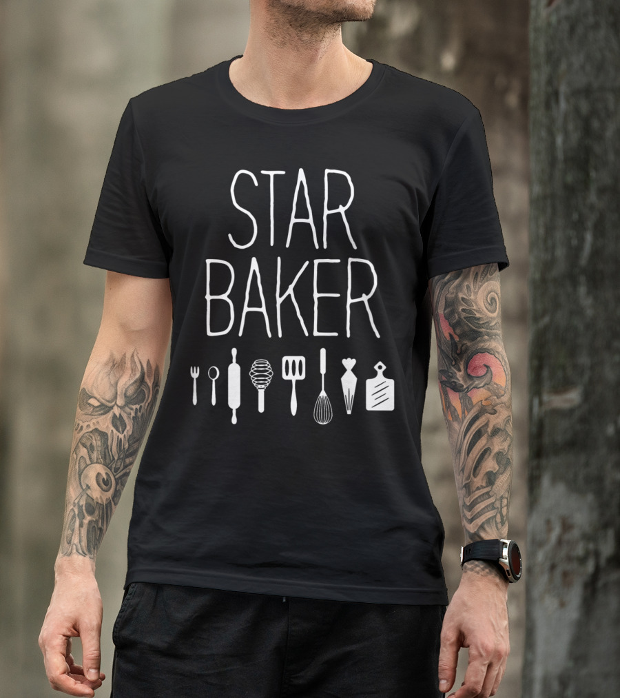 Star Baker Baking Utensils Whisk Rolling Pin Spatula Cutting Board T-Shirt