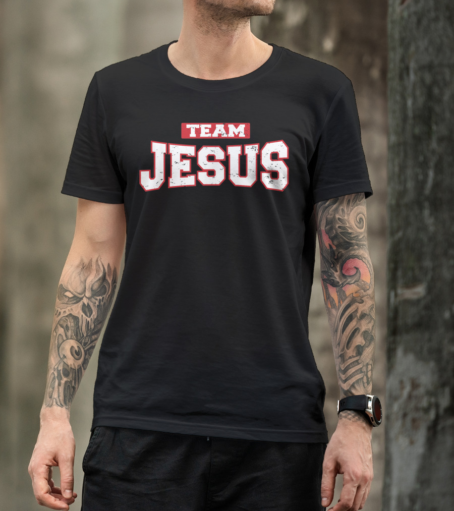 Team Jesus Weathered And Distressed Christian Faith T-Shirt