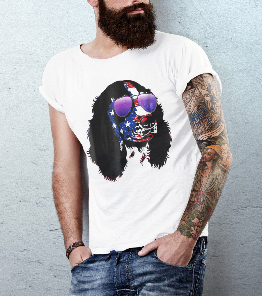 US Flag English Springer Spaniel With Sunglasses T-Shirt
