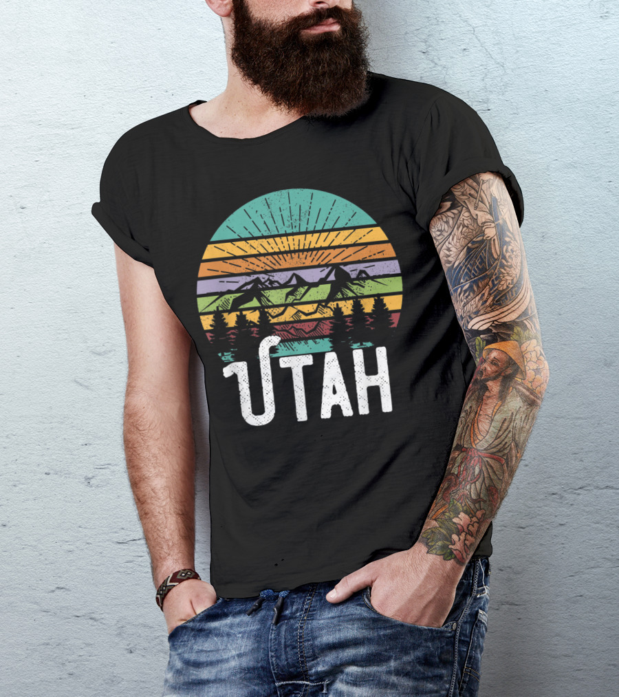 UTAH Vintage Mountain 70's 80's Style Retro Sunset Landscape T-Shirt