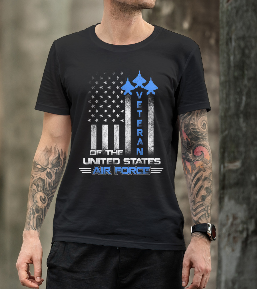 Veteran Of The United States Air Force American Flag And Fighter Jets T-Shirt