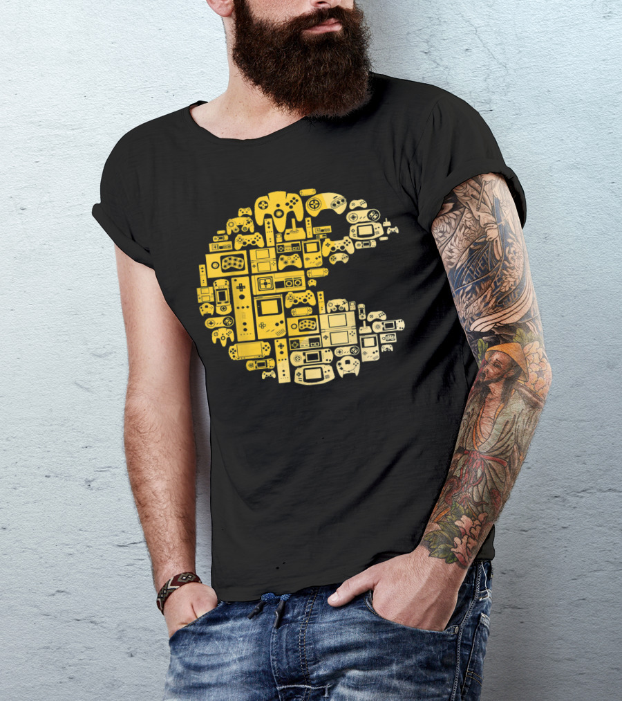 Funny Video Gamer Controllers Pac-Man Compilation For Video Game Players T-Shirt