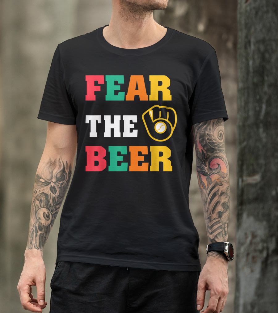 Fear The Beer Brewers Vintage Baseball Glove T-Shirt