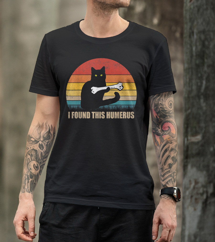 Vintage I Found This Humerus Cat Lover Retro Sunset T-Shirt