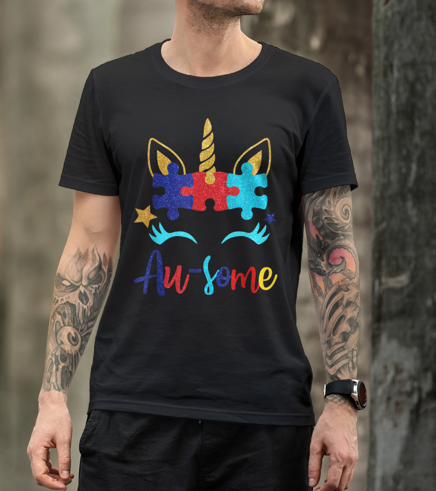 Au Some Unicorn Autism Awareness Puzzle Piece Fun T-Shirt