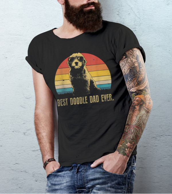 Best Doodle Dad Ever Vintage Retro Dog Lover Father's Day T-Shirt