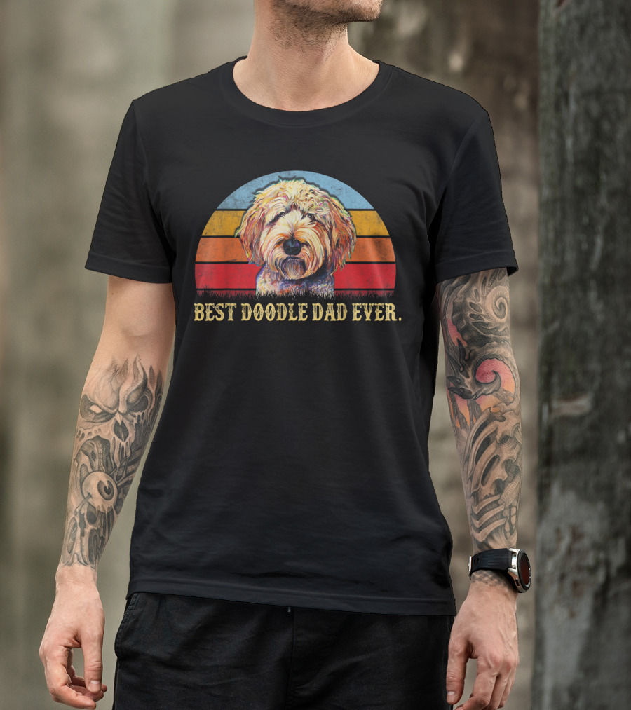 Best Doodle Dad Ever Vintage Goldendoodle Mens T-Shirt