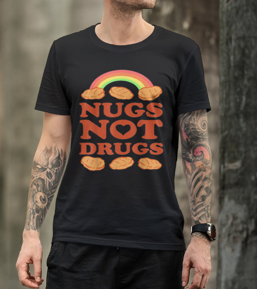 Nugs Not Drugs Funny Chicken Nugget Rainbow T-Shirt
