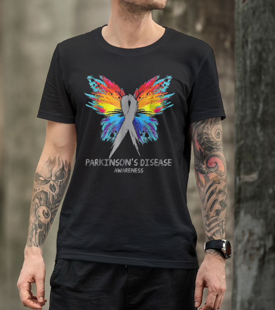 PARKINSON'S DISEASE Awareness Butterfly Rainbow T-Shirt