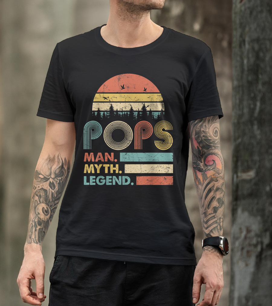 Pops The Man The Myth The Legend Retro Sunset T-Shirt
