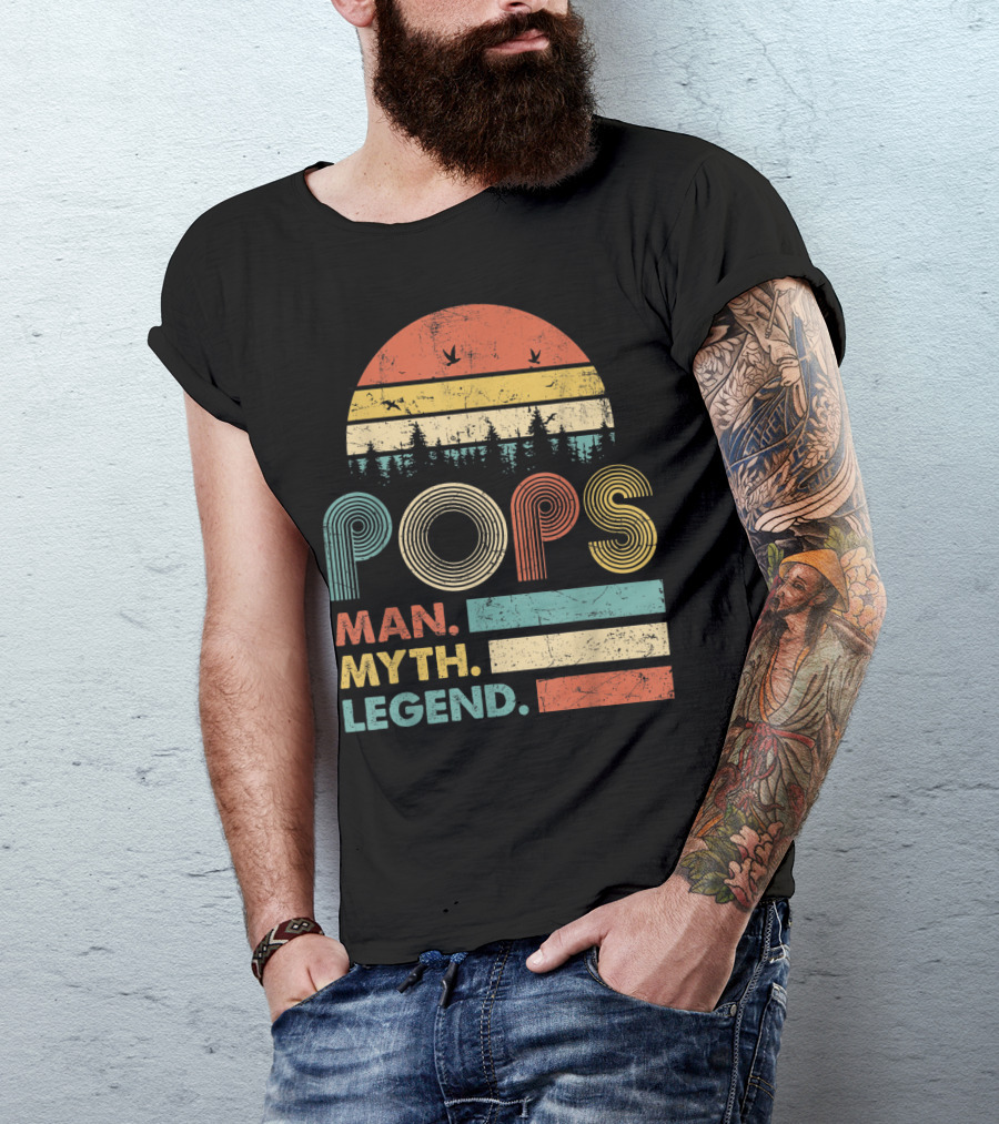 Pops The Man The Myth The Legend Retro Sunset T-Shirt