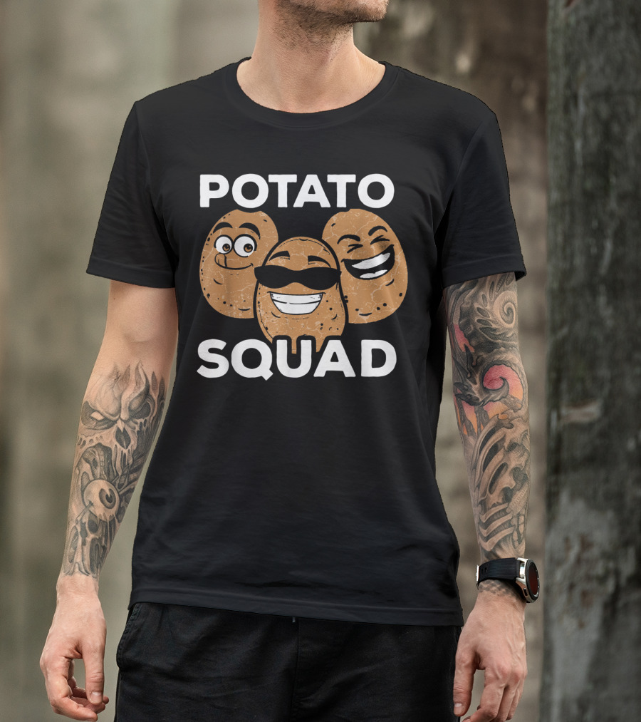 Potato Squad Cute Funny Potato Lover Smiling Cartoon Faces T-Shirt