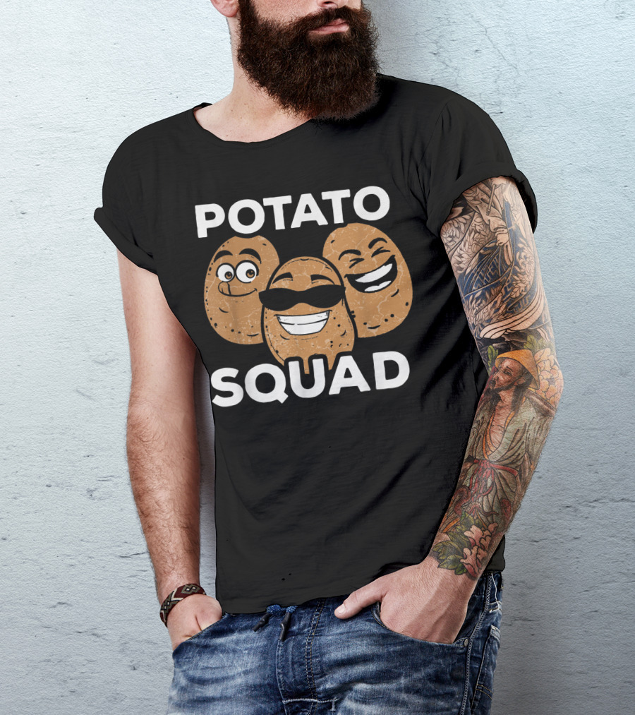 Potato Squad Cute Funny Potato Lover Smiling Cartoon Faces T-Shirt