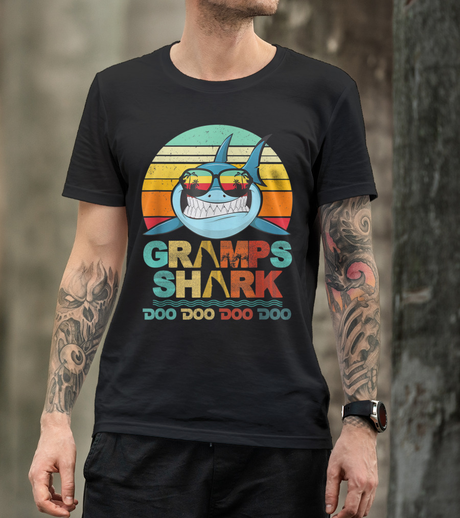 Gramps Shark Doo Doo Doo Doo Mens Vintage Funny T-Shirt